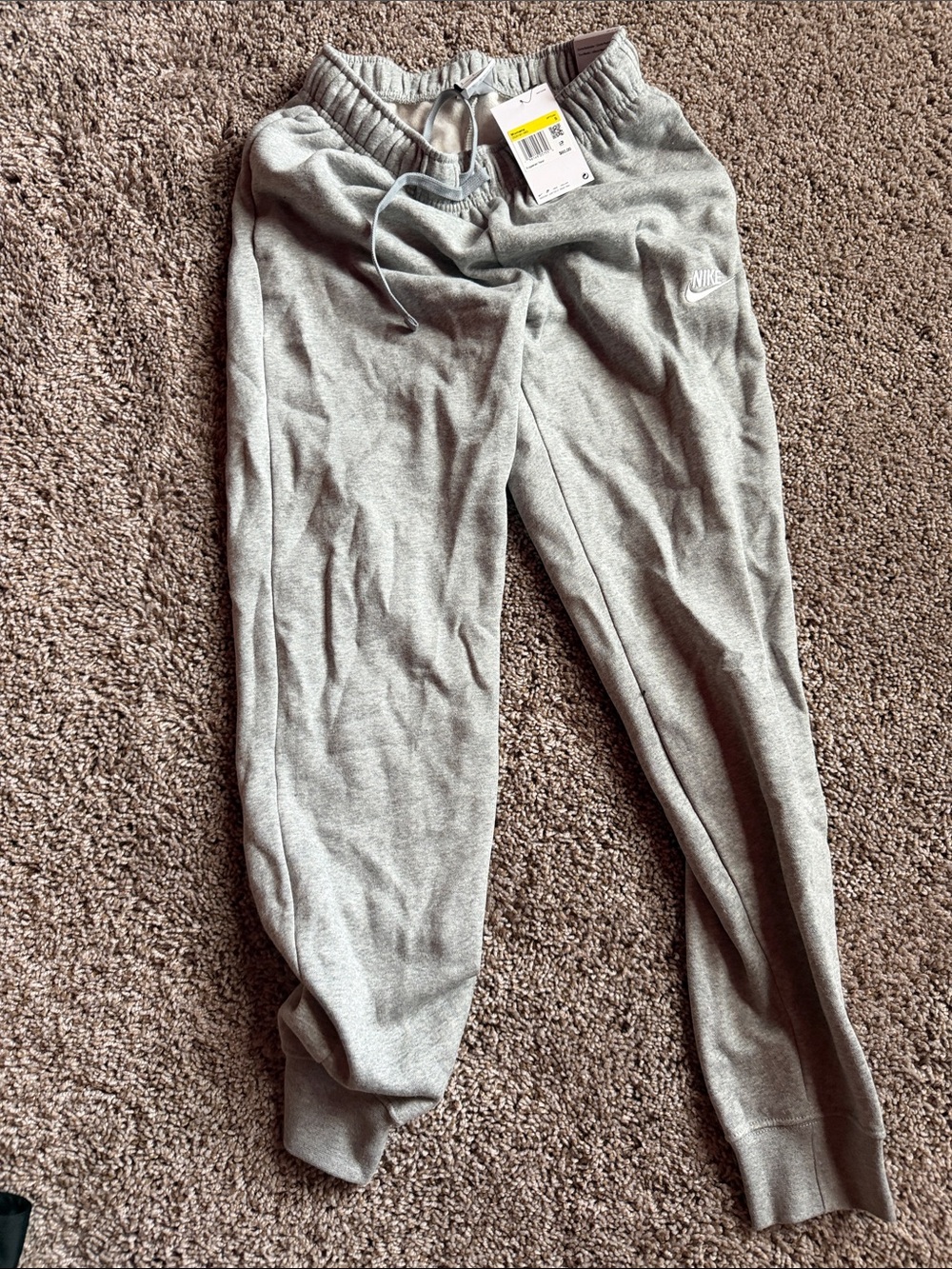 Nike Grey Fleece Jogger Pants with Drawstring